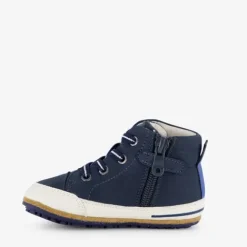 Groot Leren babyschoenen blauw met smiley Discount