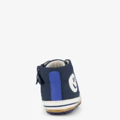 Groot Leren babyschoenen blauw met smiley Discount