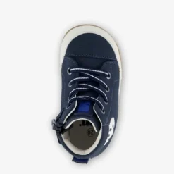 Groot Leren babyschoenen blauw met smiley Discount