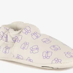 Groot Leren babyschoenen met vlinders grijs Discount