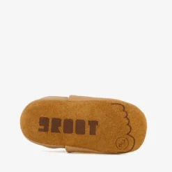 Groot Leren babyschoenen met vosje cognac