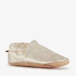 Groot Leren babyschoenen met zonnetjes goud Discount
