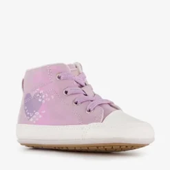 Groot Leren babyschoenen paars met hartjes Online