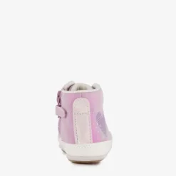 Groot Leren babyschoenen paars met hartjes Online