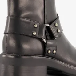 Harper Leren dames biker boots met studs zwart New