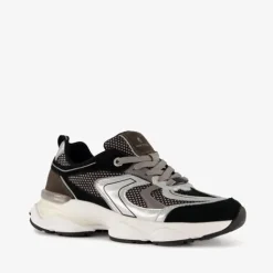 Hush Puppies Leren dames dad sneakers zilver zwart Online