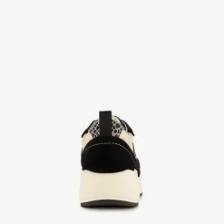 Hush Puppies Leren dames dad sneakers zwart beige Best