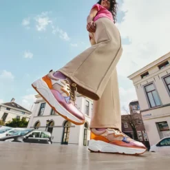 Hush Puppies Leren dames dad sneakers metallic Sale