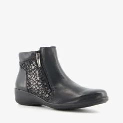 Natuform Leren dames enkellaarsjes zwart Hot