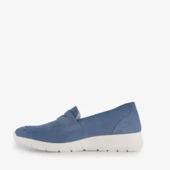Hush Puppies Leren dames instapper blauw Outlet