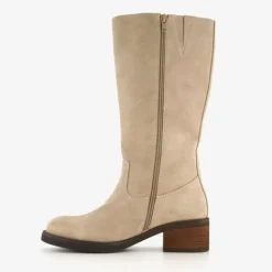 Harper Leren dames laarzen met hak beige