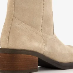 Harper Leren dames laarzen met hak beige