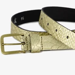 Scapino Leren dames riem met slangenprint goud Outlet