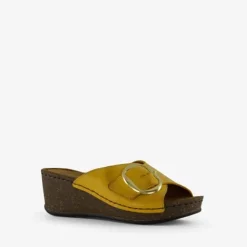 Hush Puppies Leren dames sandalen geel