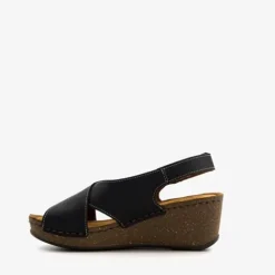 Hush Puppies Leren dames sleehak sandalen zwart Discount