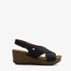 Hush Puppies Leren dames sleehak sandalen zwart Discount