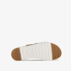 Hush Puppies Leren dames slippers bruin goud Outlet