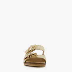 Harper Leren dames slippers met studs goud