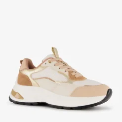 Harper Leren dames sneakers beige goud New