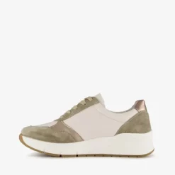 Hush Puppies Leren dames sneakers khaki