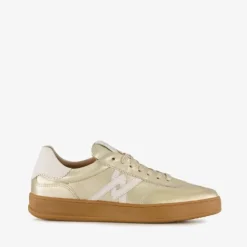 Hush Puppies Leren dames sneakers metallic goud