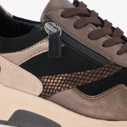 Hush Puppies Leren dames sneakers zwart bruin Outlet