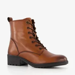Hush Puppies Leren dames veterboots cognac Outlet