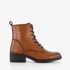 Hush Puppies Leren dames veterboots cognac Outlet