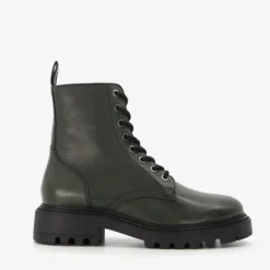 Harper Leren dames veterboots groen Sale
