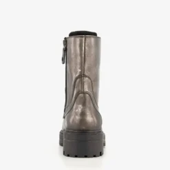 Harper Leren dames veterboots metallic zilver Best