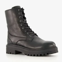 Harper Leren dames veterboots zwart Outlet