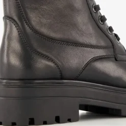 Harper Leren dames veterboots zwart Outlet