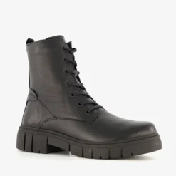 Hush Puppies Leren dames veterboots zwart Clearance