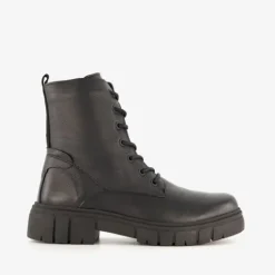 Hush Puppies Leren dames veterboots zwart Clearance