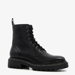 Harper Leren dames veterboots zwart Clearance