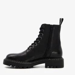 Harper Leren dames veterboots zwart Clearance