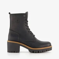 Output Leren dames veterboots zwart Clearance