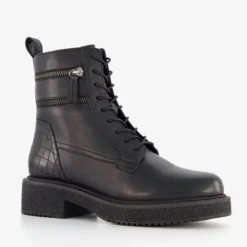 Harper Leren dames veterboots zwart Online