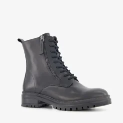 Harper Leren dames veterboots zwart Sale