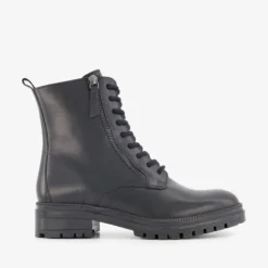 Harper Leren dames veterboots zwart Sale