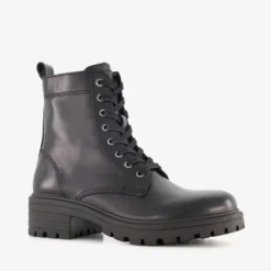 Hush Puppies Leren dames veterboots zwart Online