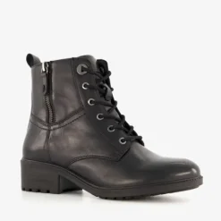 Hush Puppies Leren dames veterlaarsjes zwart Clearance