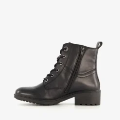 Hush Puppies Leren dames veterlaarsjes zwart Clearance