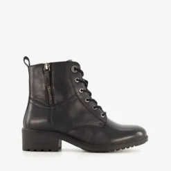 Hush Puppies Leren dames veterlaarsjes zwart Clearance