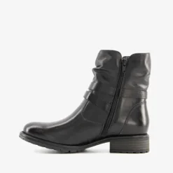 Hush Puppies Leren enkellaarsjes met gesp zwart Sale