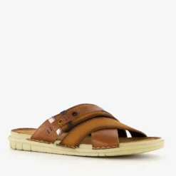 Van Beers Leren heren slippers bruin Sale