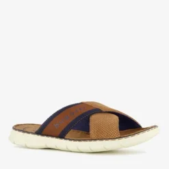 Bugatti Leren heren slippers cognac bruin