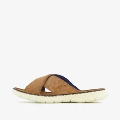 Bugatti Leren heren slippers cognac bruin