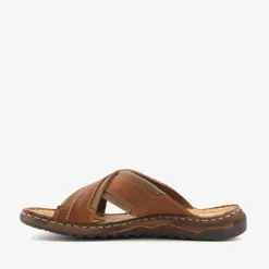 Van Beers Leren heren slippers cognac bruin Discount