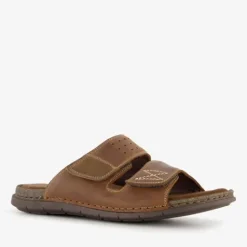 Van Beers Leren heren slippers cognac bruin Best